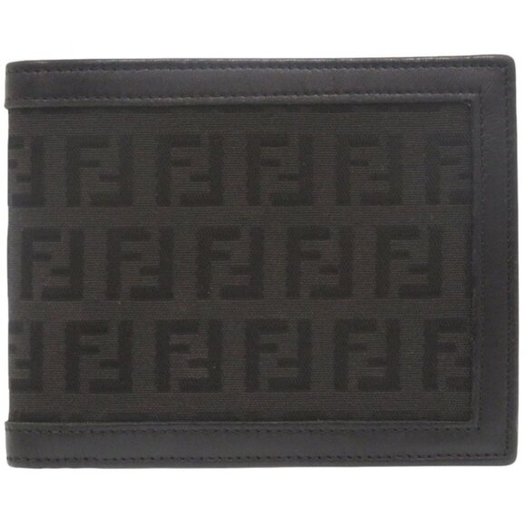 Fendi Zucca 7 M0001 Canvas Black Bifold Wallet Black 0887